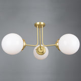 Antique Brass Hayes Ceiling Flush with Clear Glass Globes
