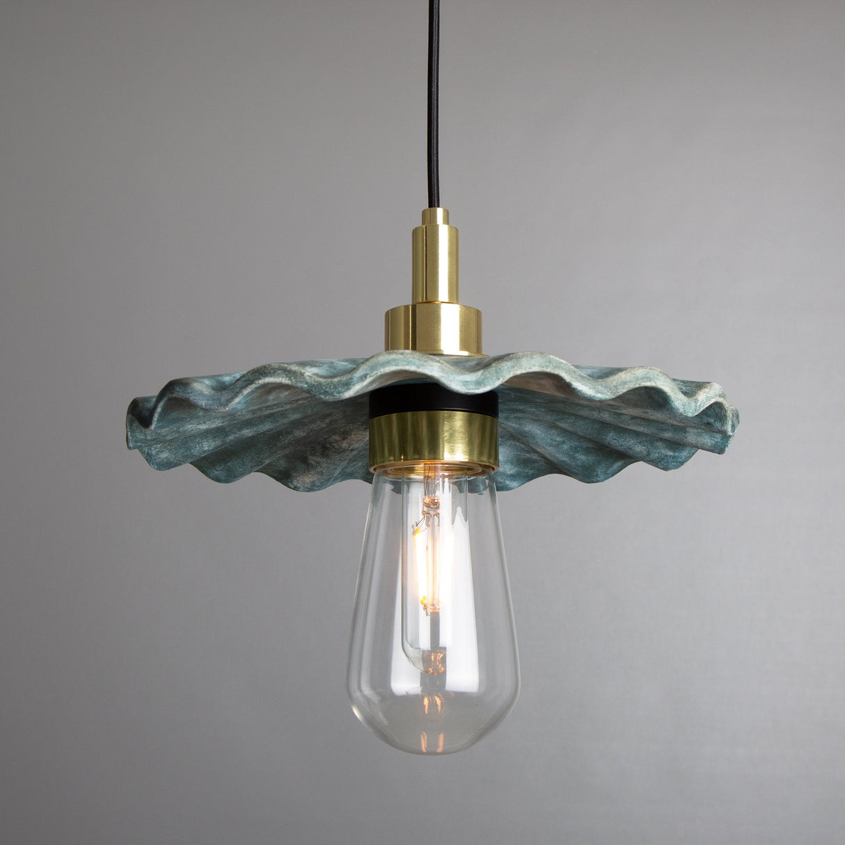 Kirhii Pendant - Blue Earth Elegance in Antique Brass