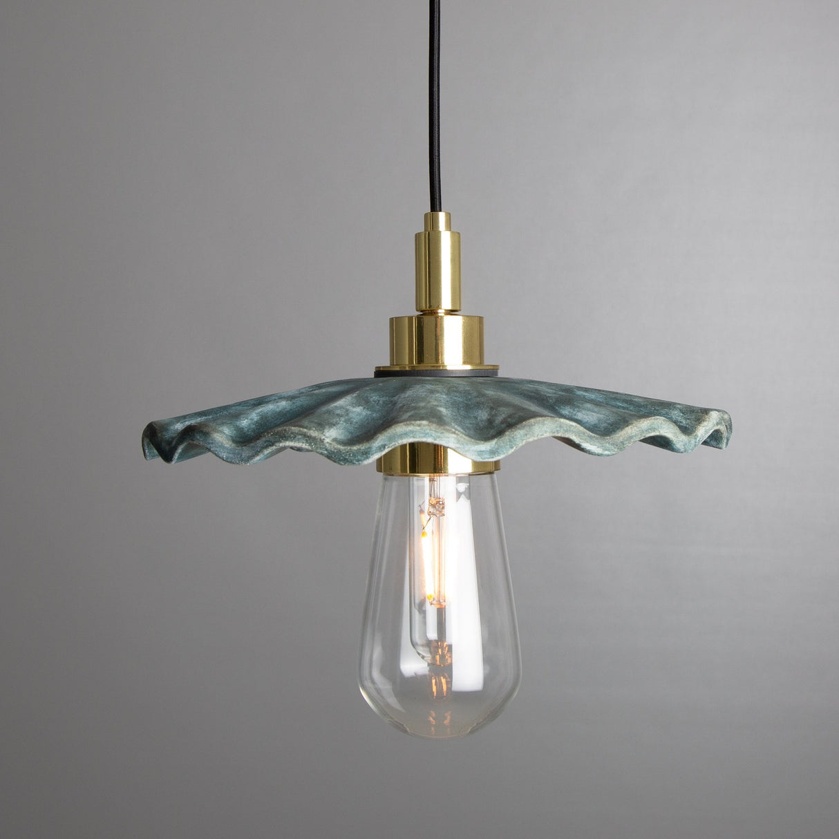 Kirhii Pendant - Blue Earth Elegance in Antique Brass