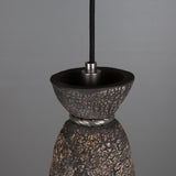 Parva Pendant - Scorched Black Clay with Antique Brass Accents