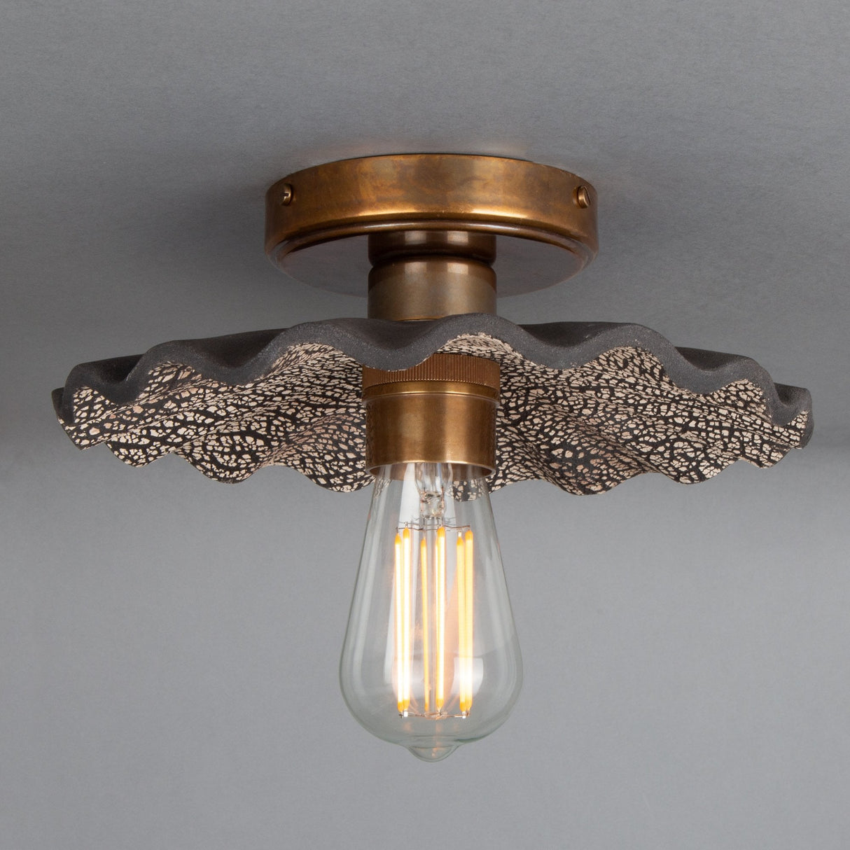 Black Clay & Antique Brass Kapok Tree-Inspired Ceiling Light
