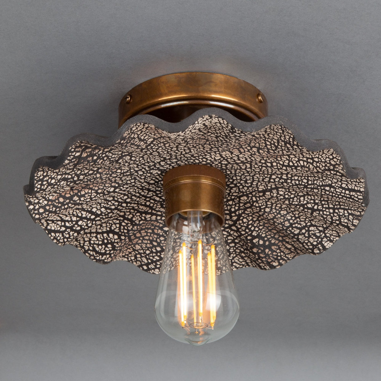 Black Clay & Antique Brass Kapok Tree-Inspired Ceiling Light