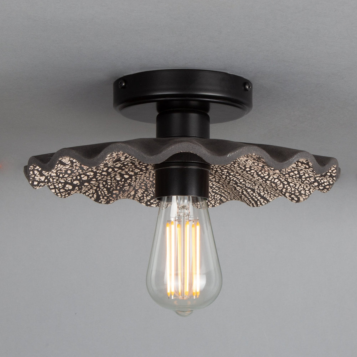 Black Clay & Antique Brass Kapok Tree-Inspired Ceiling Light