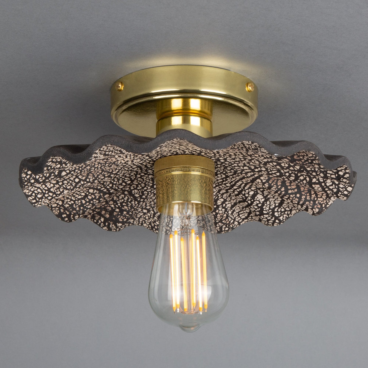 Black Clay & Antique Brass Kapok Tree-Inspired Ceiling Light