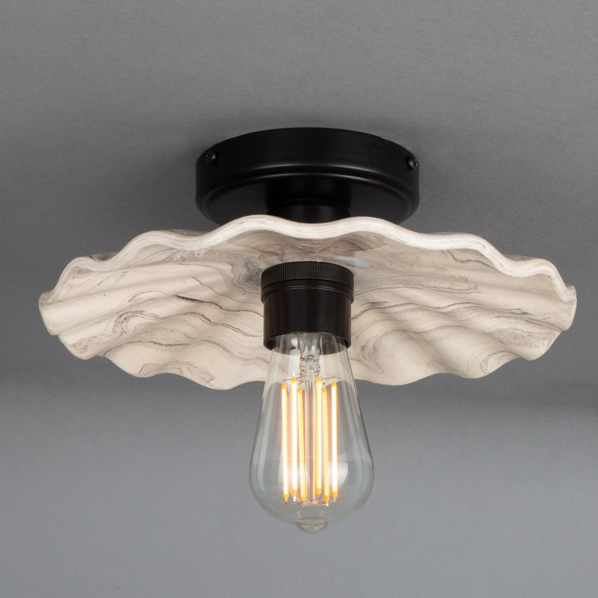 Marbled Kapok Ceramic Pendant Light in Antique Brass Finish