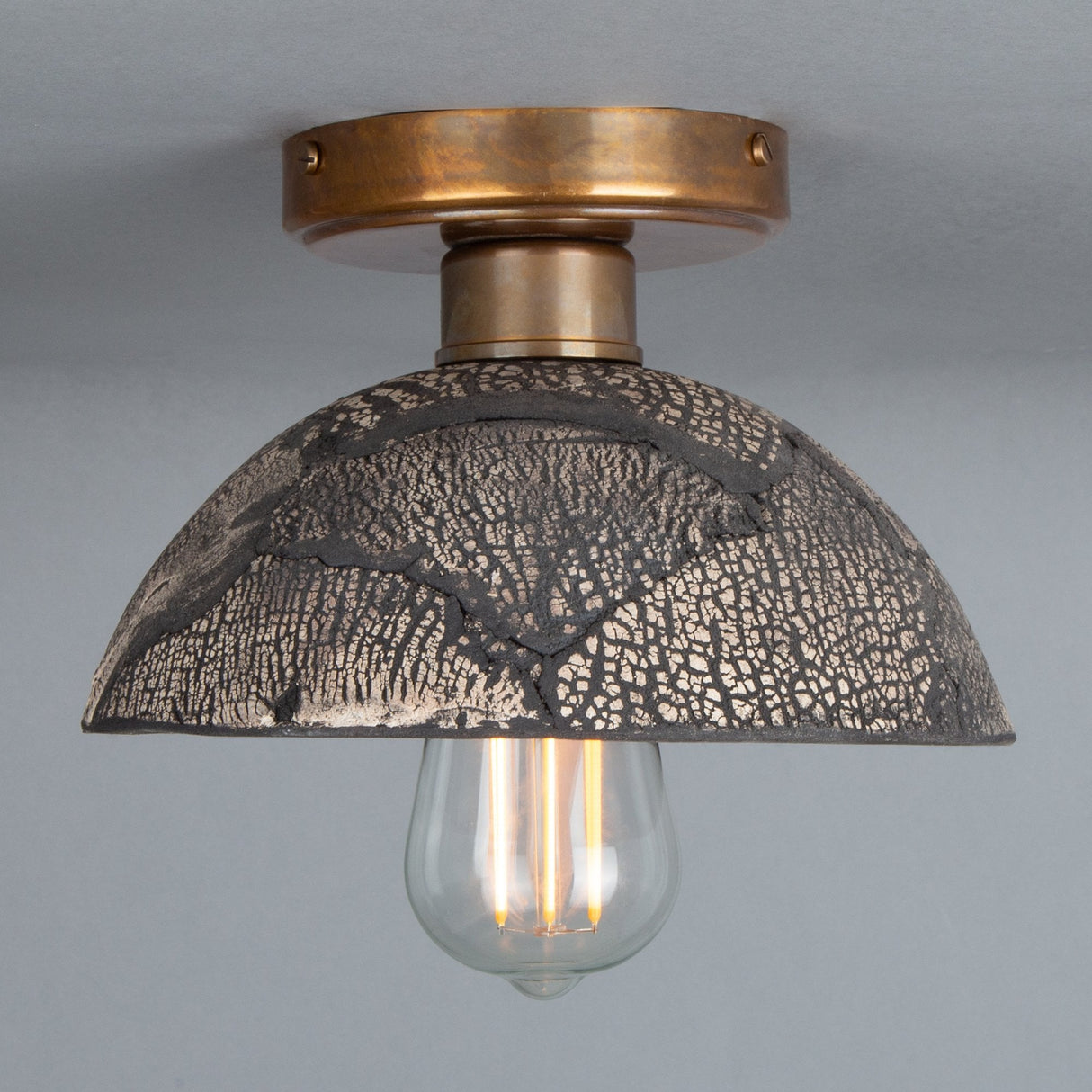 Kauri Ceiling Light - Black Clay and Antique Brass Elegance