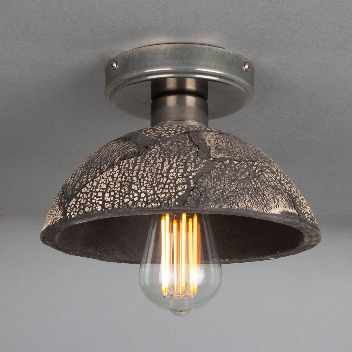 Kauri Ceiling Light - Black Clay and Antique Brass Elegance