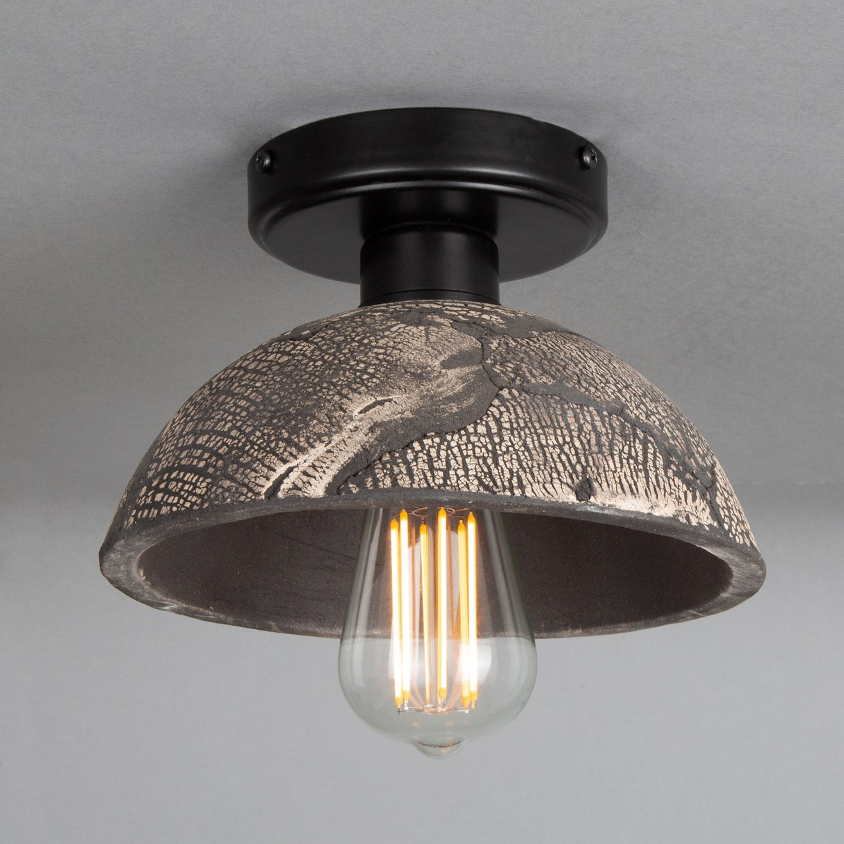 Kauri Ceiling Light - Black Clay and Antique Brass Elegance