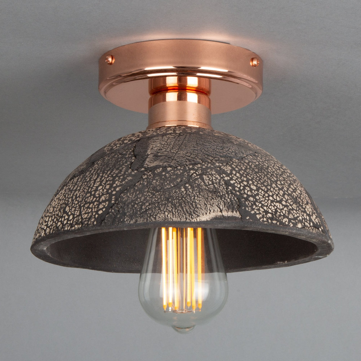 Kauri Ceiling Light - Black Clay and Antique Brass Elegance