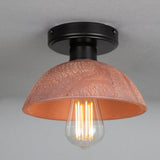 Vintage Kauri Ceramic Ceiling Light with Red Iron and Antique Brass Finish
