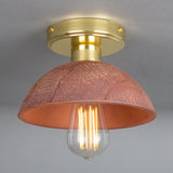 Vintage Kauri Ceramic Ceiling Light with Red Iron and Antique Brass Finish