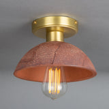 Vintage Kauri Ceramic Ceiling Light with Red Iron and Antique Brass Finish