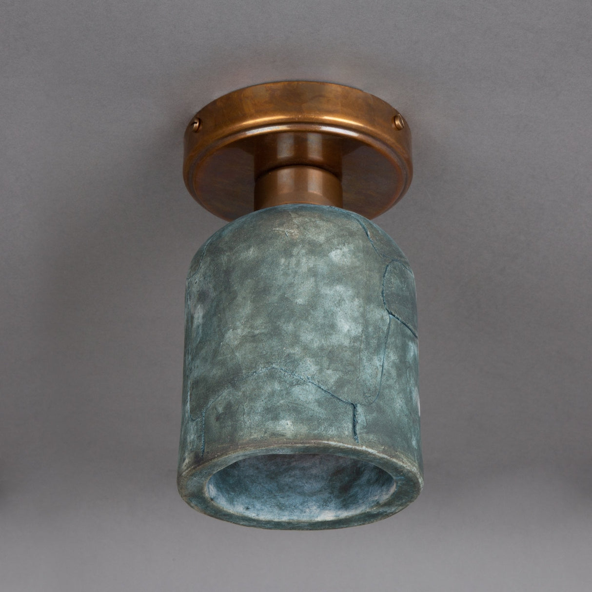Osier Ceramic Ceiling Light - Blue Earth and Antique Brass Finish