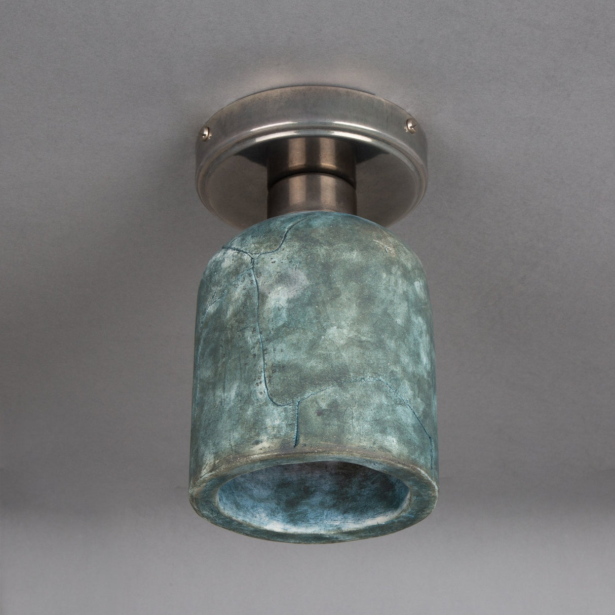 Osier Ceramic Ceiling Light - Blue Earth and Antique Brass Finish