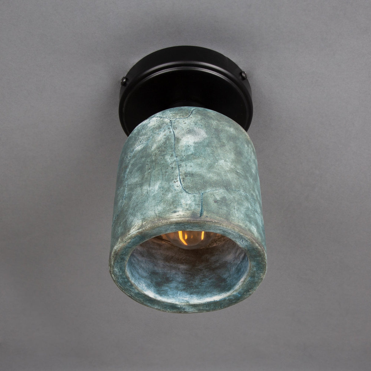 Osier Ceramic Ceiling Light - Blue Earth and Antique Brass Finish