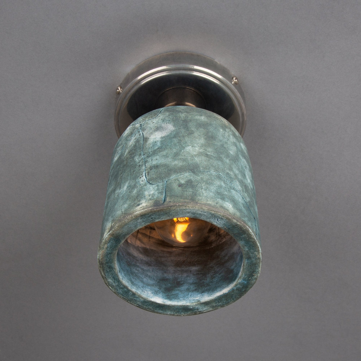 Osier Ceramic Ceiling Light - Blue Earth and Antique Brass Finish