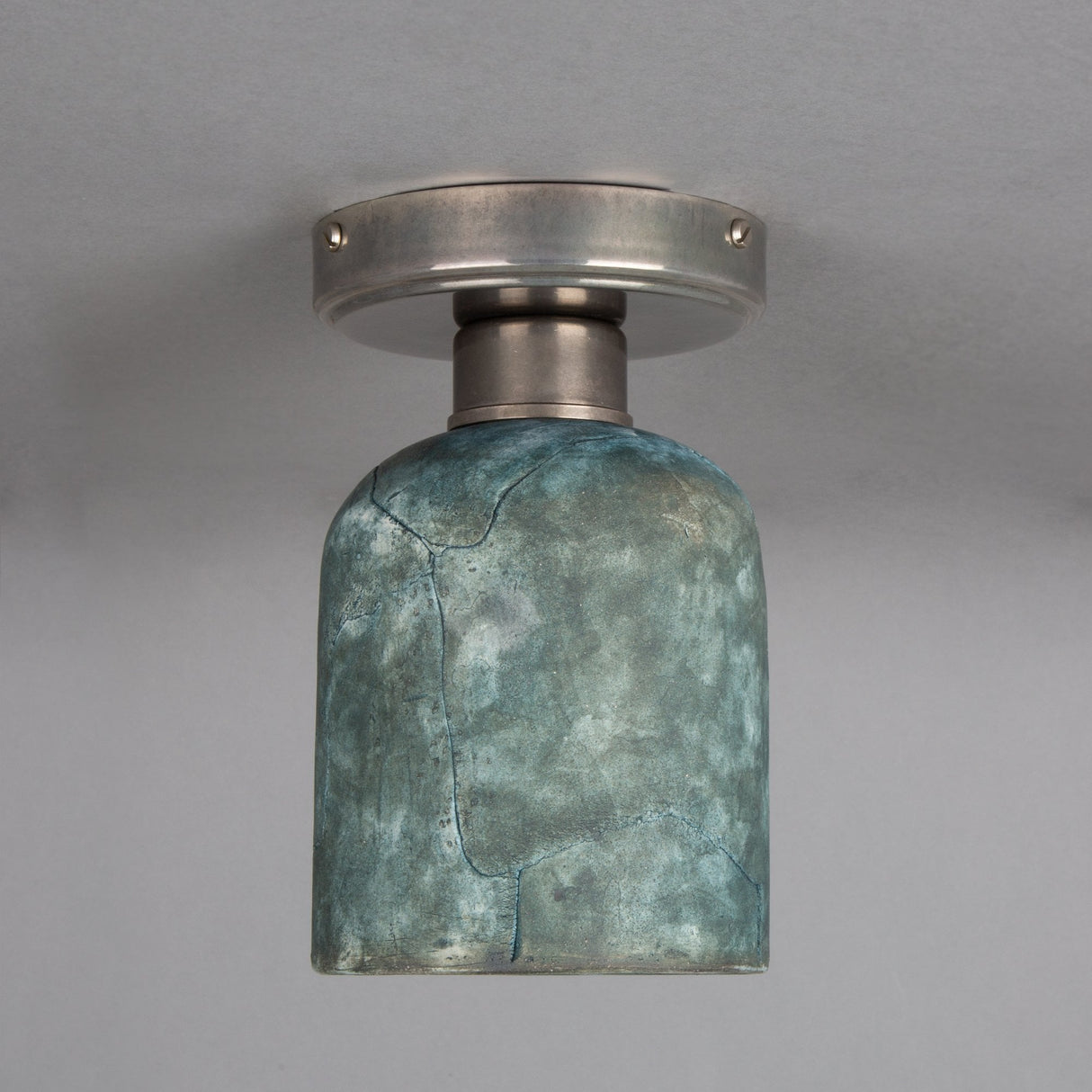 Osier Ceramic Ceiling Light - Blue Earth and Antique Brass Finish