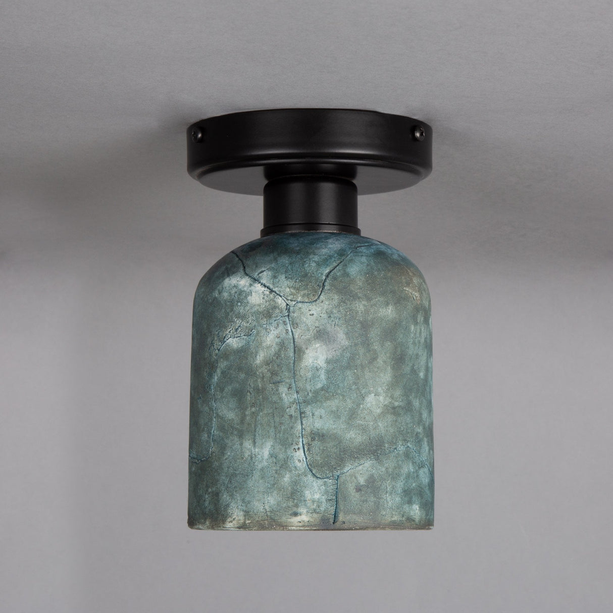 Osier Ceramic Ceiling Light - Blue Earth and Antique Brass Finish