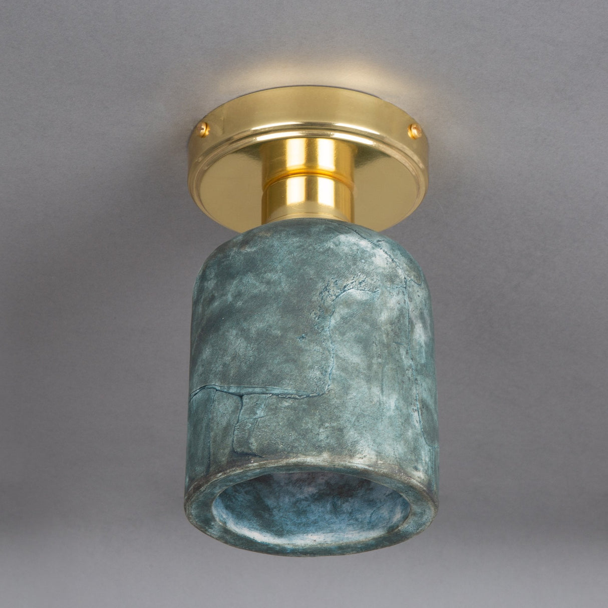 Osier Ceramic Ceiling Light - Blue Earth and Antique Brass Finish