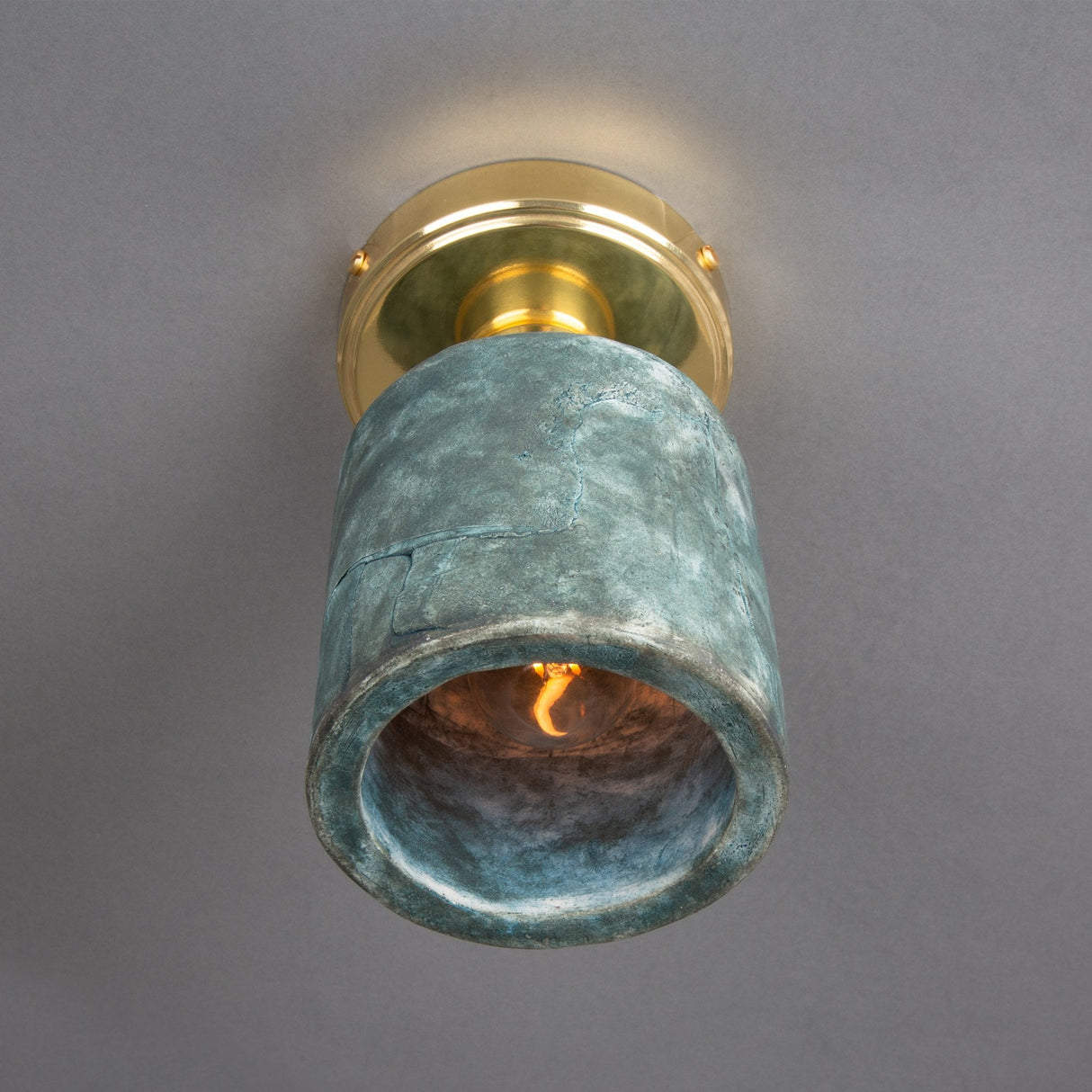 Osier Ceramic Ceiling Light - Blue Earth and Antique Brass Finish