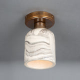 Elegant Osier Marbled Ceramic Ceiling Light in Antique Brass Finish