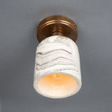 Elegant Osier Marbled Ceramic Ceiling Light in Antique Brass Finish
