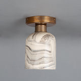 Elegant Osier Marbled Ceramic Ceiling Light in Antique Brass Finish