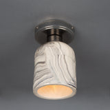Elegant Osier Marbled Ceramic Ceiling Light in Antique Brass Finish