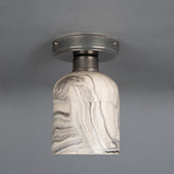Elegant Osier Marbled Ceramic Ceiling Light in Antique Brass Finish