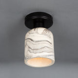 Elegant Osier Marbled Ceramic Ceiling Light in Antique Brass Finish