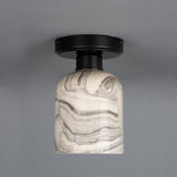Elegant Osier Marbled Ceramic Ceiling Light in Antique Brass Finish