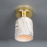 Elegant Osier Marbled Ceramic Ceiling Light in Antique Brass Finish