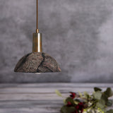 Rustic Kauri Black Clay Pendant with Antique Brass Finish