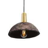 Rustic Kauri Black Clay Pendant with Antique Brass Finish