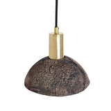 Rustic Kauri Black Clay Pendant with Antique Brass Finish
