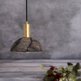 Rustic Kauri Black Clay Pendant with Antique Brass Finish