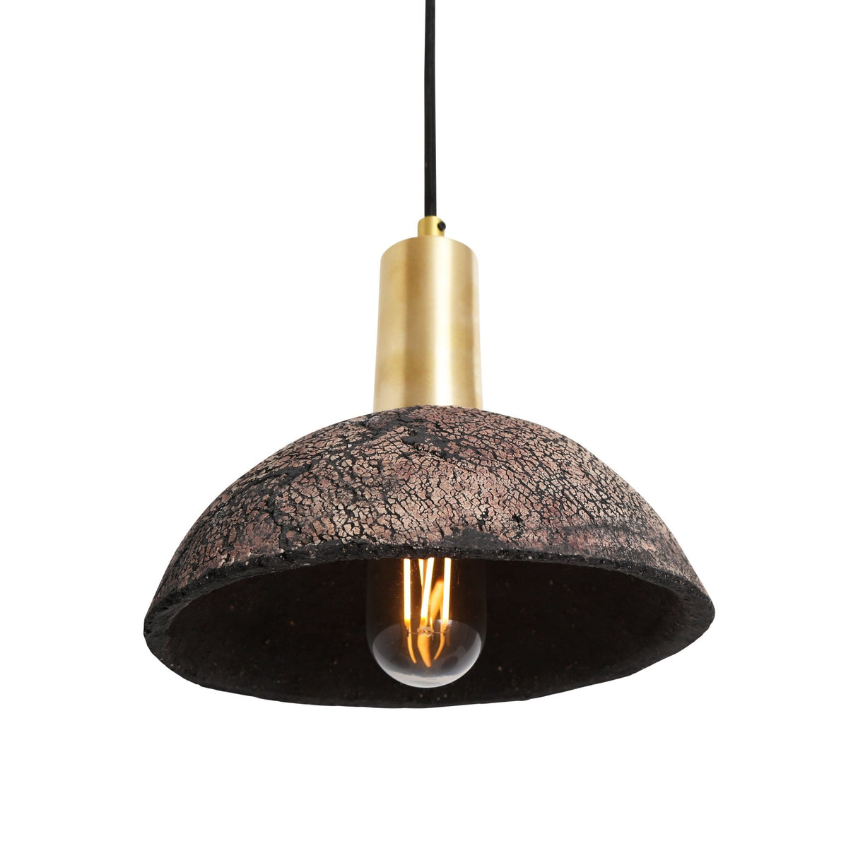 Rustic Kauri Black Clay Pendant with Antique Brass Finish