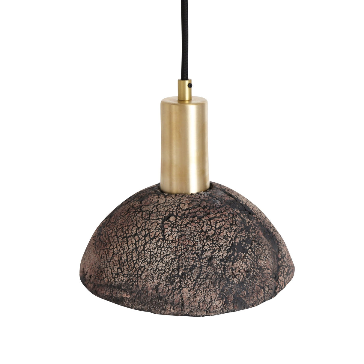 Rustic Kauri Black Clay Pendant with Antique Brass Finish