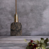 Osier Pendant - Distressed Black Clay & Antique Brass Artisanal Light