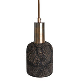 Osier Pendant - Distressed Black Clay & Antique Brass Artisanal Light