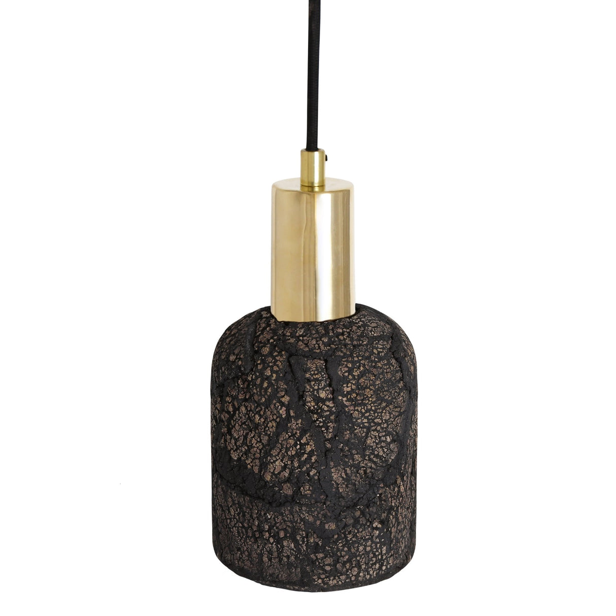 Osier Pendant - Distressed Black Clay & Antique Brass Artisanal Light