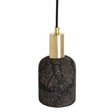 Osier Pendant - Distressed Black Clay & Antique Brass Artisanal Light