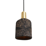 Osier Pendant - Distressed Black Clay & Antique Brass Artisanal Light