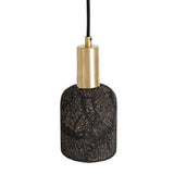 Osier Pendant - Distressed Black Clay & Antique Brass Artisanal Light