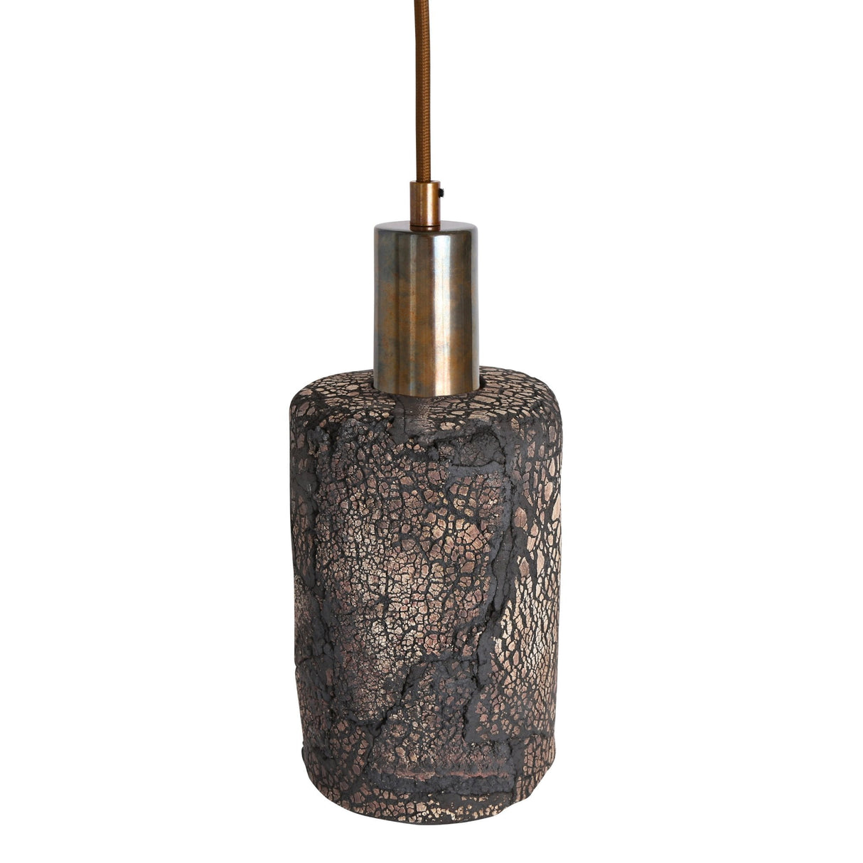 Senna Black Clay Rustic Pendant with Antique Brass Accents