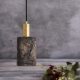 Senna Black Clay Rustic Pendant with Antique Brass Accents