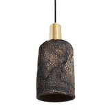 Senna Black Clay Rustic Pendant with Antique Brass Accents