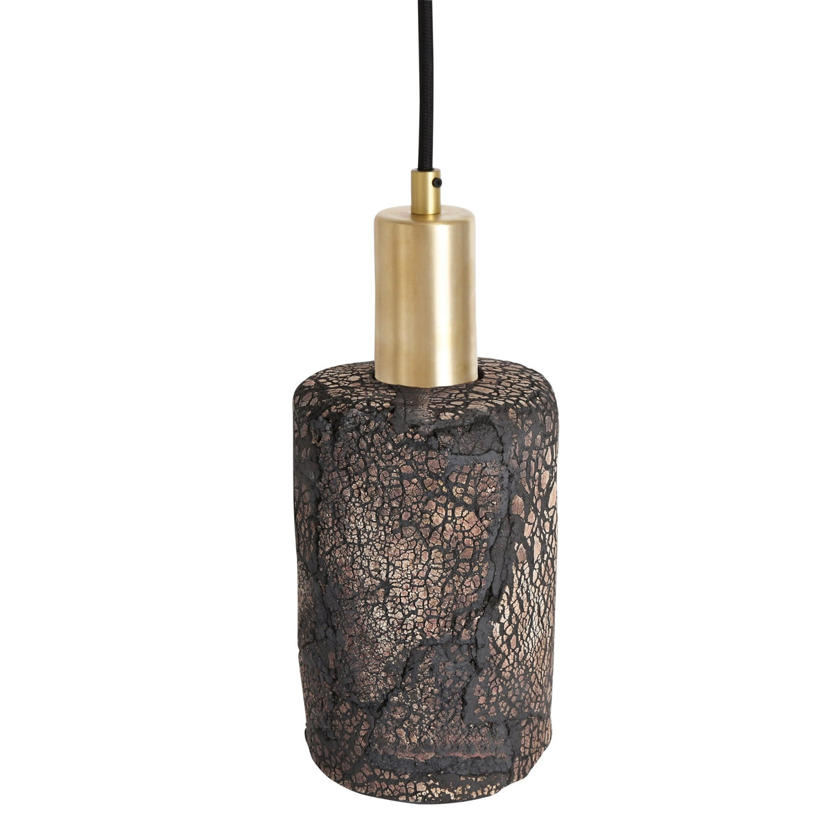 Senna Black Clay Rustic Pendant with Antique Brass Accents