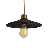 Pyrus Black Clay Pendant with Antique Brass Accents