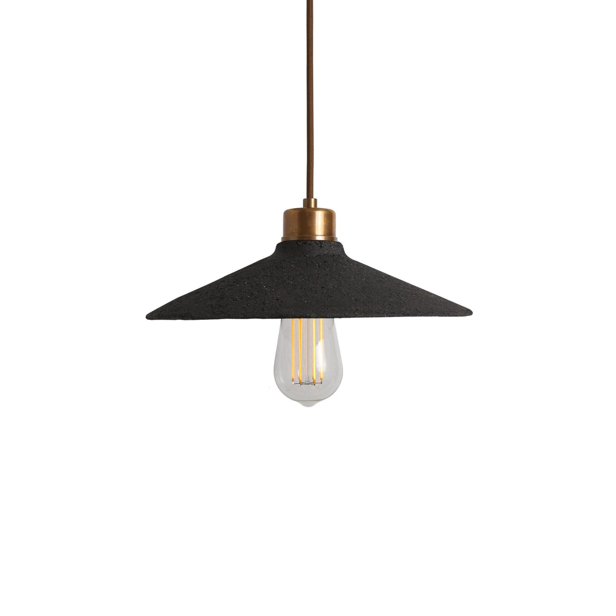 Pyrus Black Clay Pendant with Antique Brass Accents